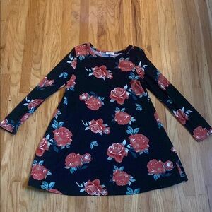 Floral Black and Red Dress